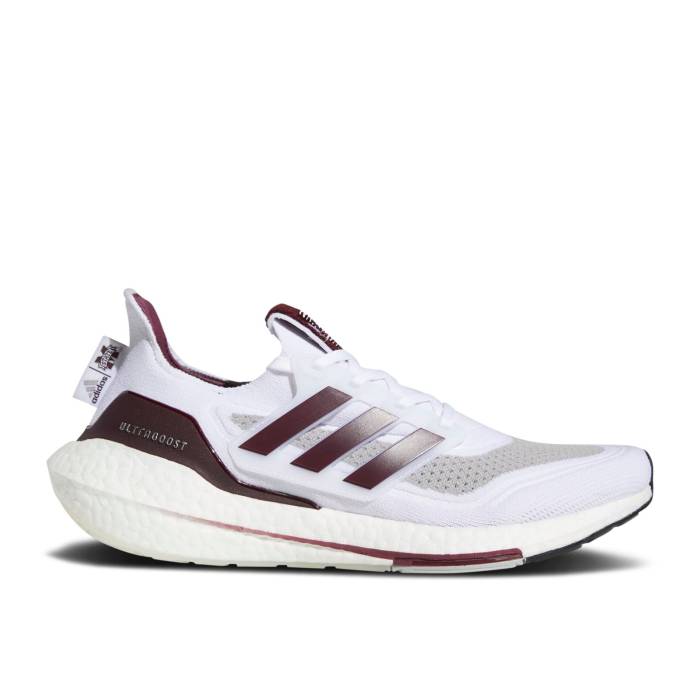 アディダス Adidas 【 Ultraboost 21 \u0027Ncaa Pack - Mississippi\u0027 Men Cloud White/Team Maroon/Grey One 】 メンズ 白いこと 白いこと Team 野球クラブ マルーン 薄墨色 薄墨色