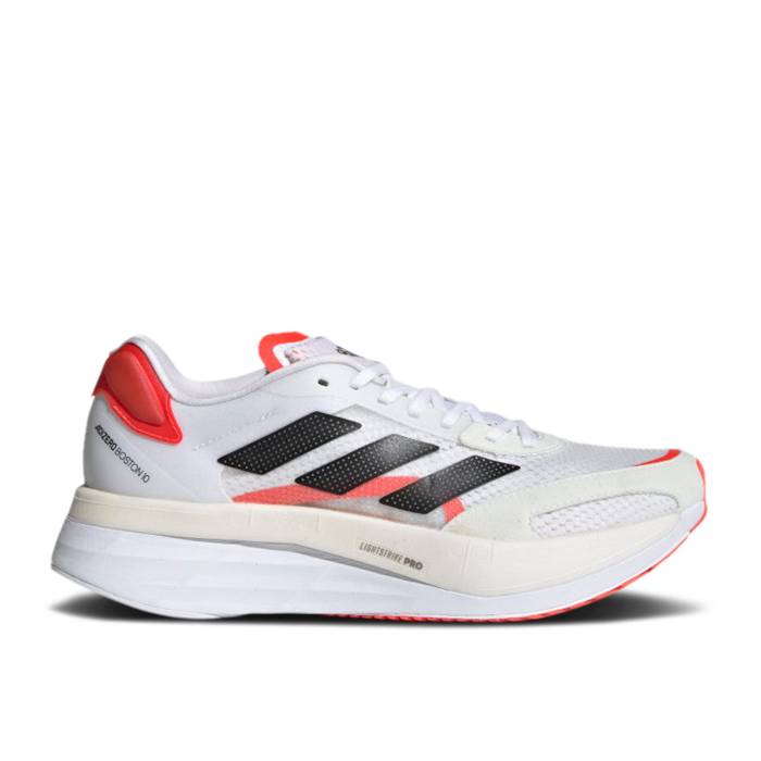 アディダス Adidas 【 Wmns Adizero Boston 10 \u0027White Solar Red\u0027 Women Cloud White/Core Black/Solar Red 】 アディゼロ 豆の町 レディース 白いこと 白いこと 中核グループ 黒いこと 黒いこと Red 赤・赤いこと
