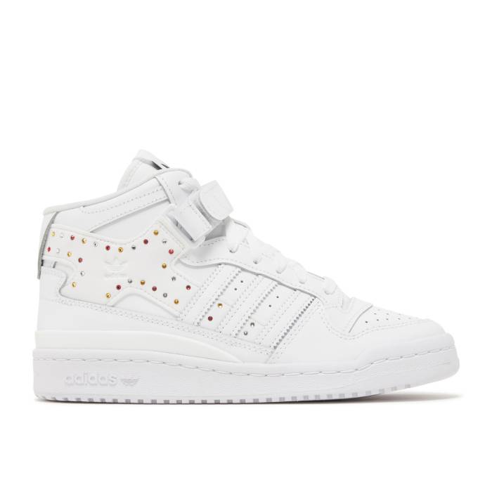 アディダス Adidas 【 Swarovski X Wmns Forum Mid \u0027White Black\u0027 Women Cloud White/Cloud White/Core Black 】 討論会 ミッド レディース 白いこと 白いこと 中核グループ 黒いこと 黒いこと