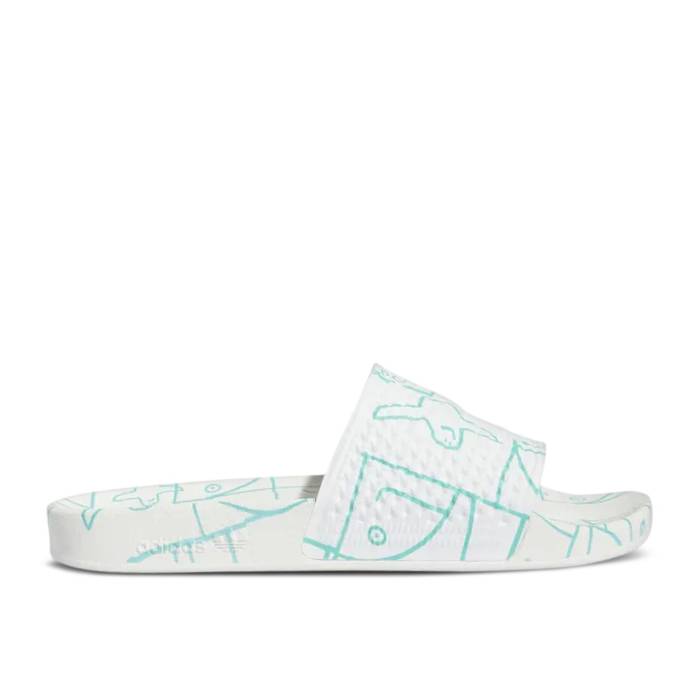 アディダス Adidas 【 Mark Gonzales X Shmoofoil Slide \u0027Allover Print\u0027 Men Cloud White/Semi Mint Rush Melon/Core Black 】 Slide サンダル メンズ 白いこと 白いこと rush 混雑時 中核グループ 黒いこと 黒いこと