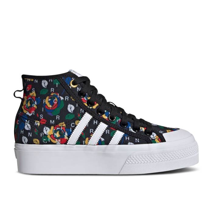 アディダス Adidas 【 Rich Mnisi X Wmns Nizza Platform Mid \u0027Pop-Art Roses\u0027 Women Core Black/Cloud White/Supplier Colour 】 ミッド レディース 中核グループ 黒いこと 黒いこと 白いこと 白いこと
