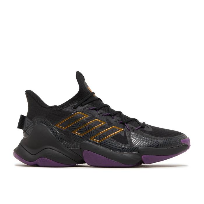 アディダス Adidas 【 Marvel X Mahomes 1 Impact Flx \u0027Black Panther\u0027 Men Core Black/Gold Metallic/Tribe Purple 】 差しひびき メンズ 中核グループ 黒いこと 黒いこと ゴールド 虎前日 Purple 紫・パープル スニーカー-靴