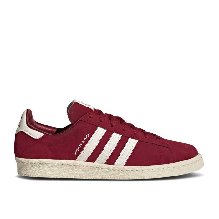 アディダス Adidas 【 Sporty \u0026 Rich X Campus 80S \u0027Collegiate Burgundy\u0027 Men Collegiate Burgundy/Chalk White/Collegiate Burgundy 】 構内 メンズ ぶどう酒色・バーガンディー 白いこと 白いこと