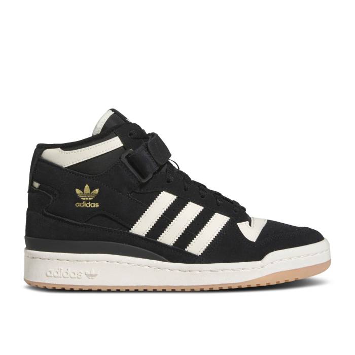 アディダス Adidas 【 Forum Mid \u0027Black Cream Gum\u0027 Men Core Black/Cream White/Gum 】 討論会 ミッド 皮膚軟化剤 メンズ 中核グループ 黒いこと 黒いこと 皮膚軟化剤 白いこと 白いこと
