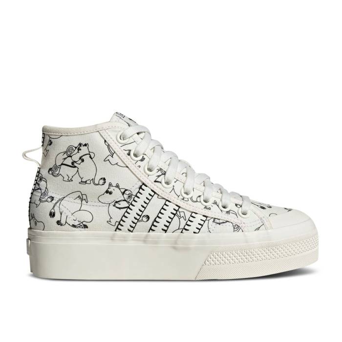 アディダス Adidas 【 Moomin X Wmns Nizza Platform Mid \u0027Moominvalley Characters\u0027 Women Core White/Core Black/Off White 】 ミッド レディース 中核グループ 白いこと 白いこと 黒いこと 黒いこと