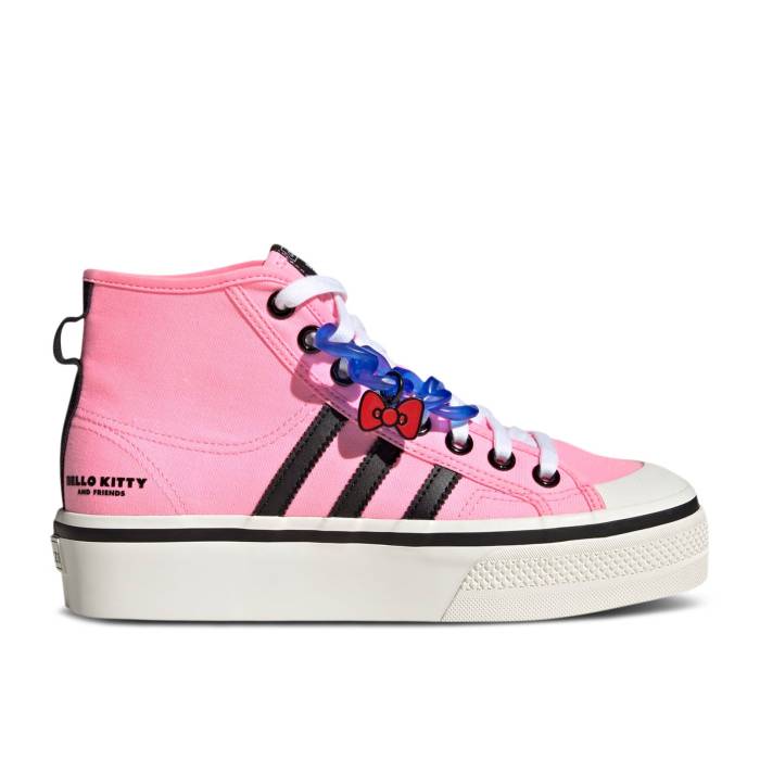 アディダス Adidas 【 Hello Kitty X Wmns Nizza Platform Mid Hello Kitty And Friends Women Pink Glow/Core Black/Bright Royal 】 ミッド レディース pink ピンク コア 黒色 ブラック