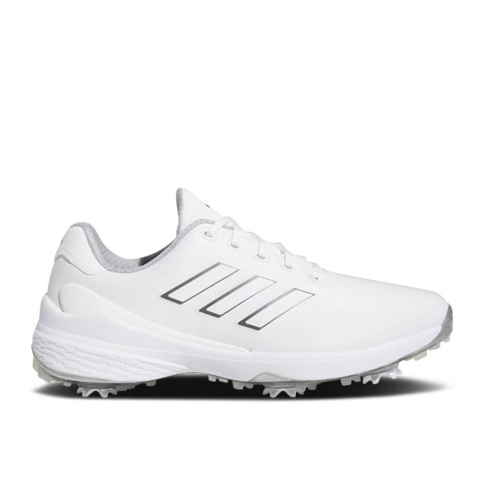 アディダス Adidas 【 Zg23 Golf Wide \u0027White Silver Metallic\u0027 Men Cloud White/Dark Silver Metallic/Silver Metallic 】 golf ゴルフ Silver しろがね色・しろがね色 メンズ 白いこと 白いこと Silver しろがね色・しろがね色