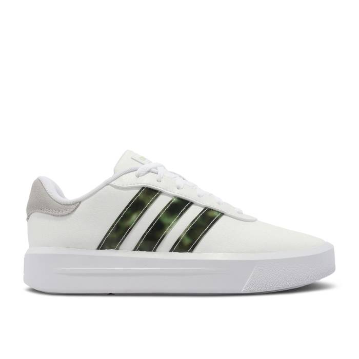 アディダス Adidas 【 Wmns Court Platform \u0027White Linen Green\u0027 Women Cloud White/Cloud White/Linen Green 】 厚地の外套 レディース 白いこと 白いこと green 緑・緑であること