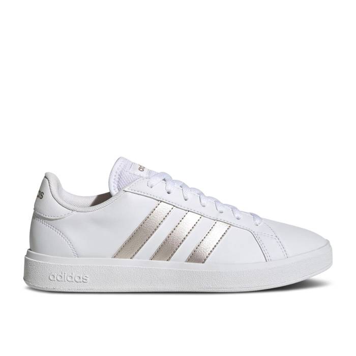 アディダス Adidas 【 Wmns Grand Court Base 2.0 \u0027White Platinum Metallic\u0027 Women Cloud White/Platinum Metallic/Cloud White 】 地べた 厚地の外套 Platinum プラチナム レディース 白いこと 白いこと Platinum プラチナム