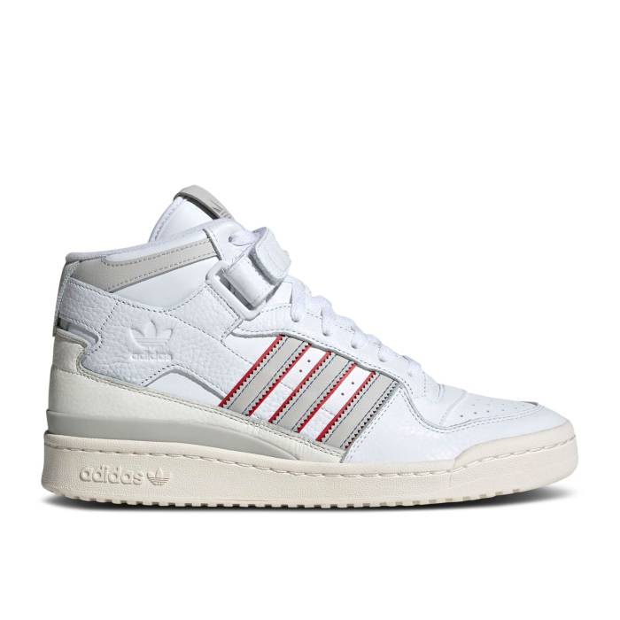 アディダス Adidas 【 Forum Mid \u0027White Grey Red\u0027 Men Cloud White/Grey One/Blue 】 討論会 ミッド 薄墨色 薄墨色 メンズ 白いこと 白いこと 薄墨色 薄墨色 青み 青色