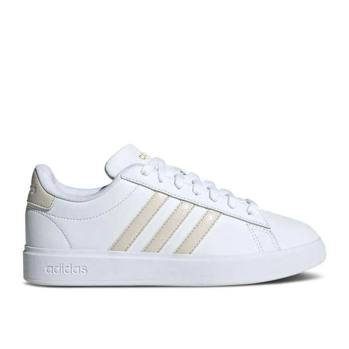アディダス Adidas 【 Wmns Grand Court 2.0 \u0027White Alumina\u0027 Women Cloud White/Alumina/Gold Metallic 】 地べた 厚地の外套 レディース 白いこと 白いこと ゴールド