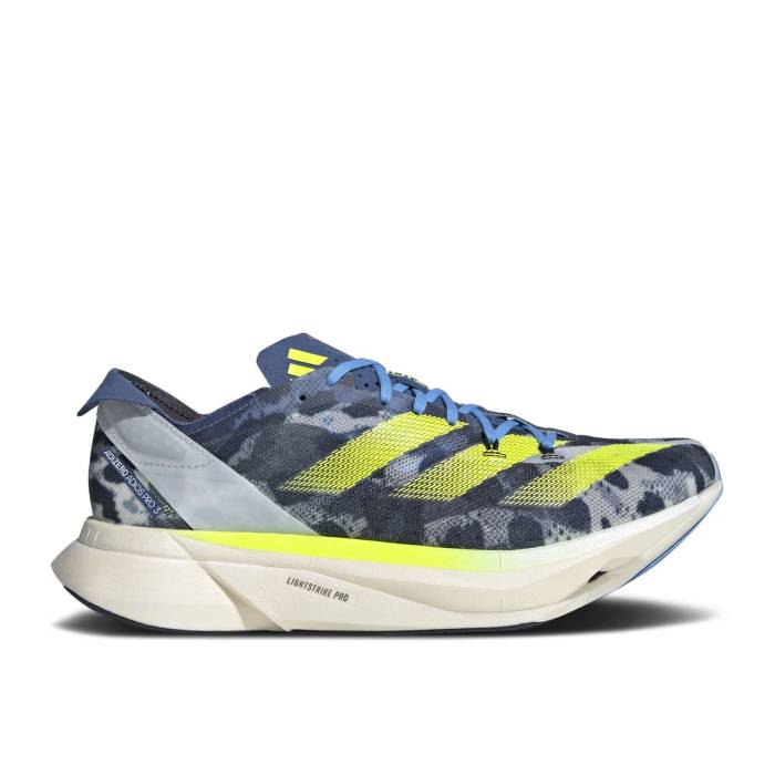 アディダス Adidas 【 Adizero Adios Pro 3 \u0027Road To Records Pack\u0027 Men Crystal White/Lucid Lemon/Blue Burst 】 アディゼロ アディオス 労働者階級 メンズ 白いこと 白いこと 青碧 青碧 はち切れる