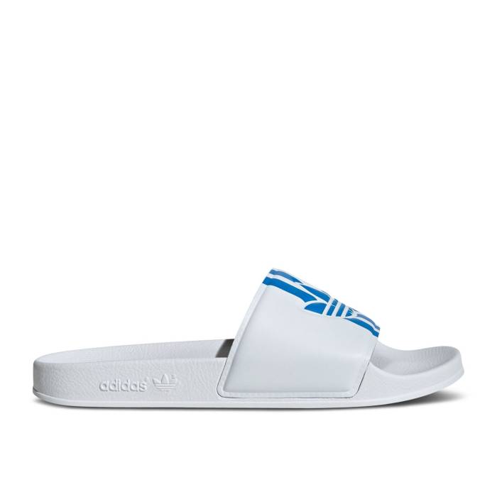 アディダス Adidas 【 Adilette Slide \u0027White Bright Blue\u0027 Men Cloud White/Bright Blue/Cloud White 】 アディレッタ Slide サンダル メンズ 白いこと 白いこと 青碧 青碧