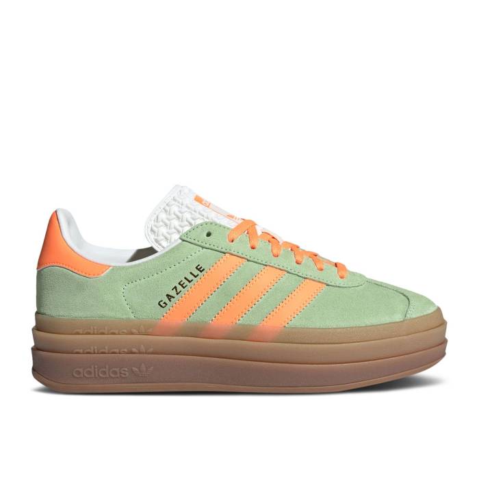 アディダス Adidas 【 Wmns Gazelle Bold \u0027Green Spark Screaming Orange\u0027 Women Semi Green Spark/Screaming Orange/Core White 】 ガゼル レディース green 緑・緑であること orange 橙・オレンジ色 中核グループ 白いこと 白いこと