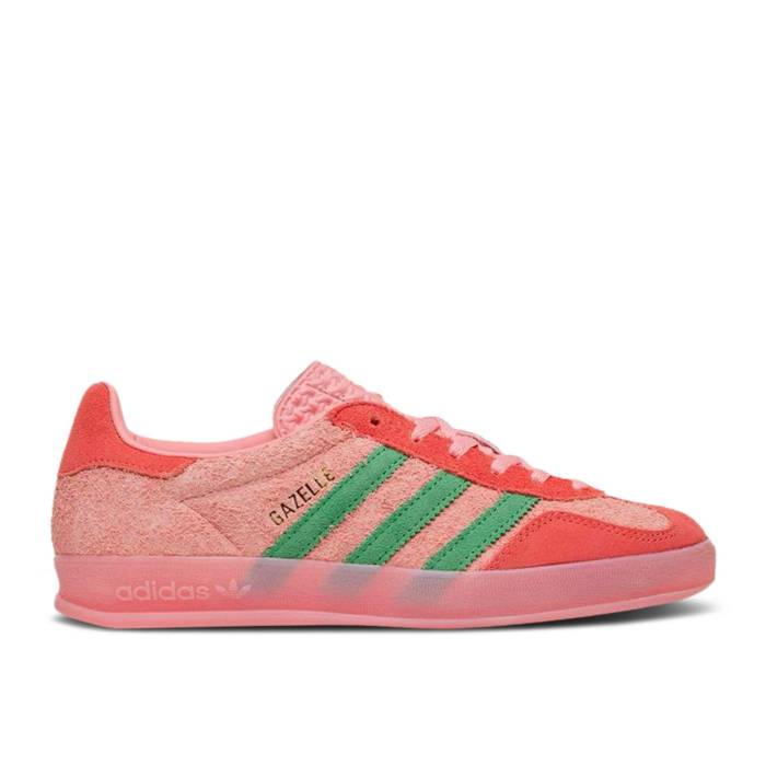 アディダス Adidas 【 Wmns Gazelle Indoor \u0027Pink Spark Preloved Green\u0027 Women Semi Pink Spark/Preloved Green/Preloved Scarlet 】 ガゼル レディース pink さくら色 green 緑・緑であること