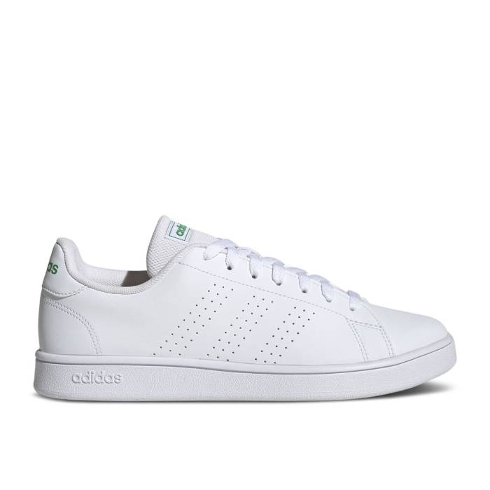 アディダス Adidas 【 Advantage Base Court \u0027White Green\u0027 Men Cloud White/Cloud White/Green 】 厚地の外套 メンズ 白いこと 白いこと green 緑・緑であること