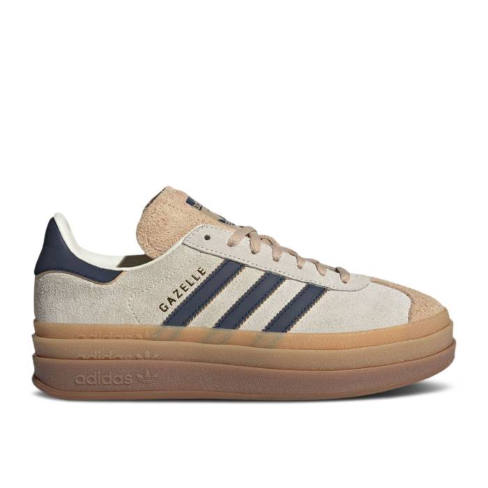アディダス Adidas 【 Wmns Gazelle Bold \u0027Cream Night Indigo\u0027 Women Cream White/Night Indigo 】 ガゼル ナイト爵 レディース 皮膚軟化剤 白いこと 白いこと ナイト爵 藍色・インディゴ