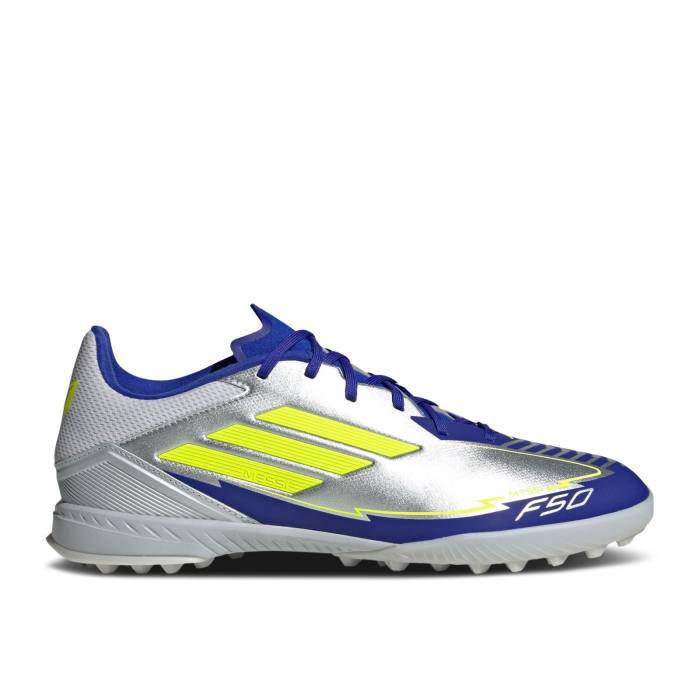 アディダス Adidas 【 Messi Adizero F50 League Tf \u0027La Vida Rapida Pack\u0027 Men Silver Metallic/Solar Yellow/Lucid Blue 】 アディゼロ メンズ Silver しろがね色・しろがね色 yellow 黄味がかった・黄色 青味 青み