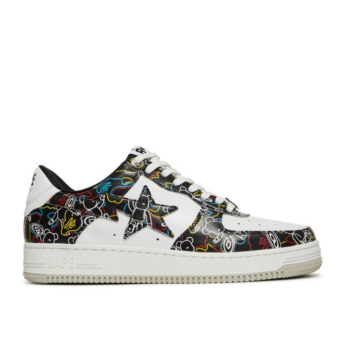 ベイプ Bape 【 Medicom Toy X Sta Low M2 \u0027Be@R Camo - Black\u0027 Men White/Black 】 合鴨柄 メンズ 白いこと 白いこと 黒いこと 黒いこと 靴-メンズ靴-スニーカー
