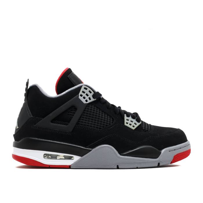 ナイキ エアジョーダン Air Jordan 【 Jordan 4 Retro \u0027Bred\u0027 2012 Men Black/Cement Grey/Fire Red 】 レトロ メンズ 黒いこと 黒いこと 薄墨色・シメント 薄墨色 薄墨色 火の手 Red 赤・赤いこと
