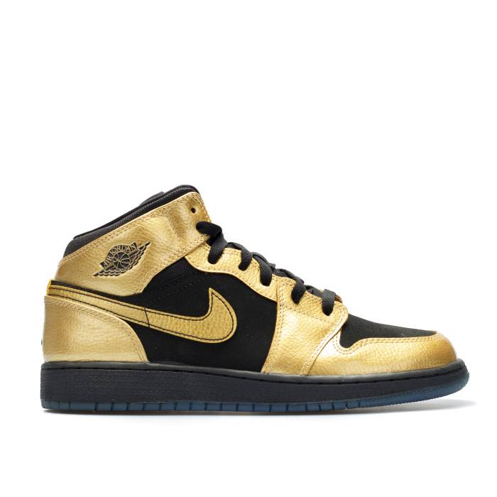 ナイキ エアジョーダン Air Jordan 【 Jordan 1 Mid Bg 'Metallic Gold Coin' Youth Metallic Gold Coin/Black 】 ミッド ゴールド ジュニア キッズ ゴールド コイン 黒色 ブラック|スニケス