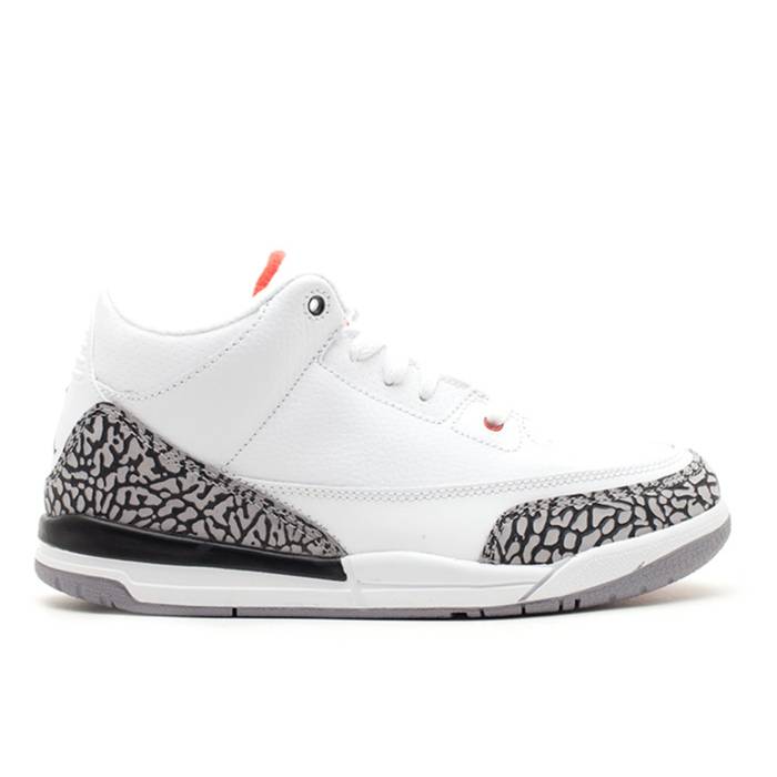 ナイキ エアジョーダン Air Jordan 【 Jordan 3 Retro Ps Youth White/Fire Red-Cement Grey-Black 】 レトロ ジュニア キッズ 白色 ホワイト ファイア|スニケス