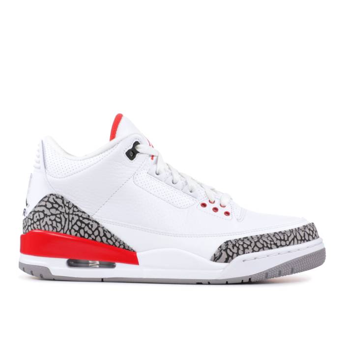 ナイキ エアジョーダン Air Jordan 【 Jordan 3 Retro Hall Of Fame Men White/Cement Grey-Black-Fire Red 】 レトロ メンズ 白色 ホワイト 灰色・シメント Red 赤・レッド