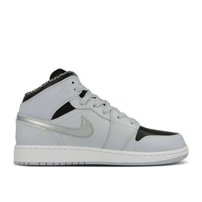 ナイキ エアジョーダン Air Jordan 【 Jordan 1 Retro Mid ガウス \u0027Pure Platinum\u0027 Youth Pure Platinum/White-Metal 】 レトロ ミッド お坊っちゃん キッズ 純一無雑 Platinum プラチナム