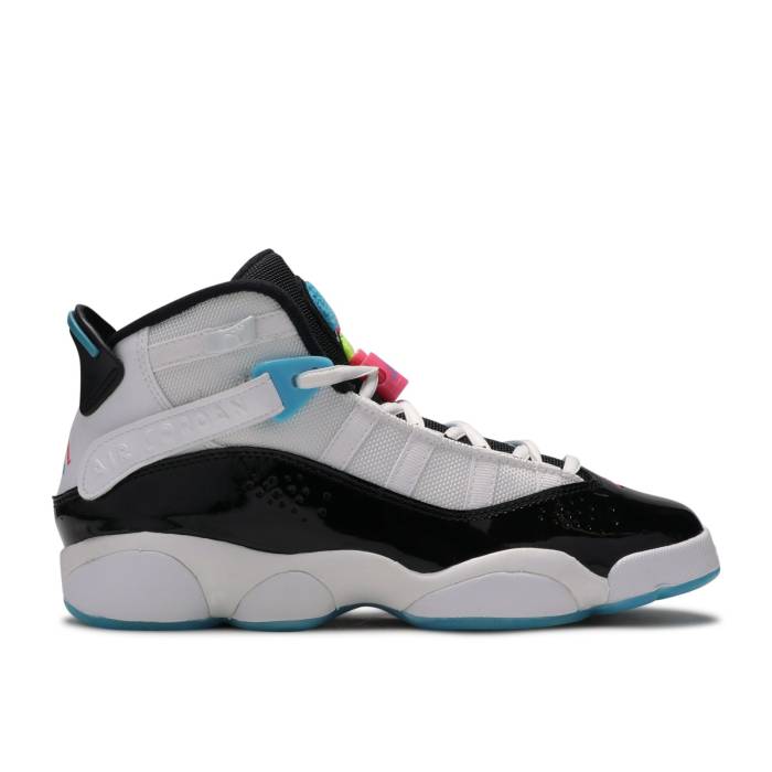 ナイキ エアジョーダン Air Jordan 【 Jordan 6 Rings Gs 'South Beach' Youth White/Black-Hyper Pink-Light Blue Fury-Cyber 】 リング ジュニア キッズ 白色 ホワイト 青色 ブルー|スニケス