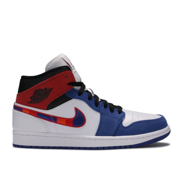 ナイキ エアジョーダン Air Jordan 【 Jordan 1 Mid \u0027Multicolored Swoosh\u0027 Men White/Blue/Red 】 ミッド メンズ 白いこと 白いこと 青味 青み Red 赤・赤いこと