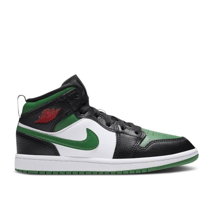 ナイキ　エアジョーダン Air Jordan 【 Jordan 1 Mid Ps 'Black Pine Green' Youth Black/Pine Green/White/Gym Red 】 ミッド ジュニア キッズ 黒色 ブラック green 緑・グリーン 白色 ホワイト Red 赤・レッド｜スニケス