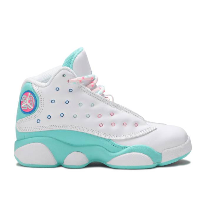 ナイキ　エアジョーダン Air Jordan 【 Jordan 13 Retro Ps 'Aurora Green' Youth White/Soar/Aurora Green/Digital Pink 】 13 サーティーン レトロ ジュニア キッズ 白色 ホワイト green 緑・グリーン pink ピンク｜スニケス