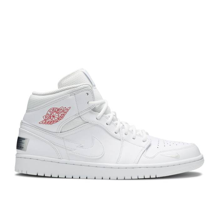 ナイキ エアジョーダン Air Jordan 【 Jordan 1 Mid Se \u0027Euro Tour\u0027 Men White/White/Gym Red/White 】 ミッド メンズ 白いこと 白いこと Red 赤・赤いこと