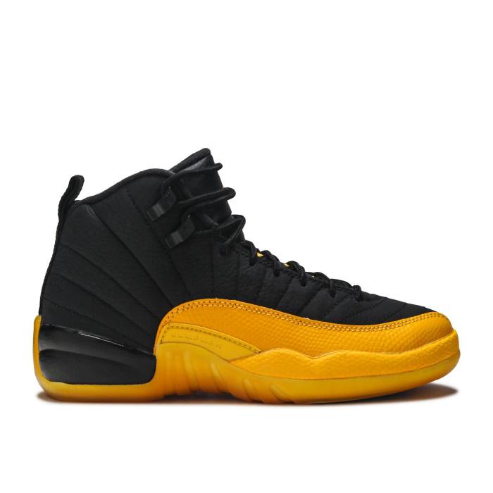 ナイキ　エアジョーダン Air Jordan 【 Jordan 12 Retro Gs 'University Gold' Youth Black/Black/University Gold 】 レトロ ジュニア キッズ 黒色 ブラック ゴールド｜スニケス