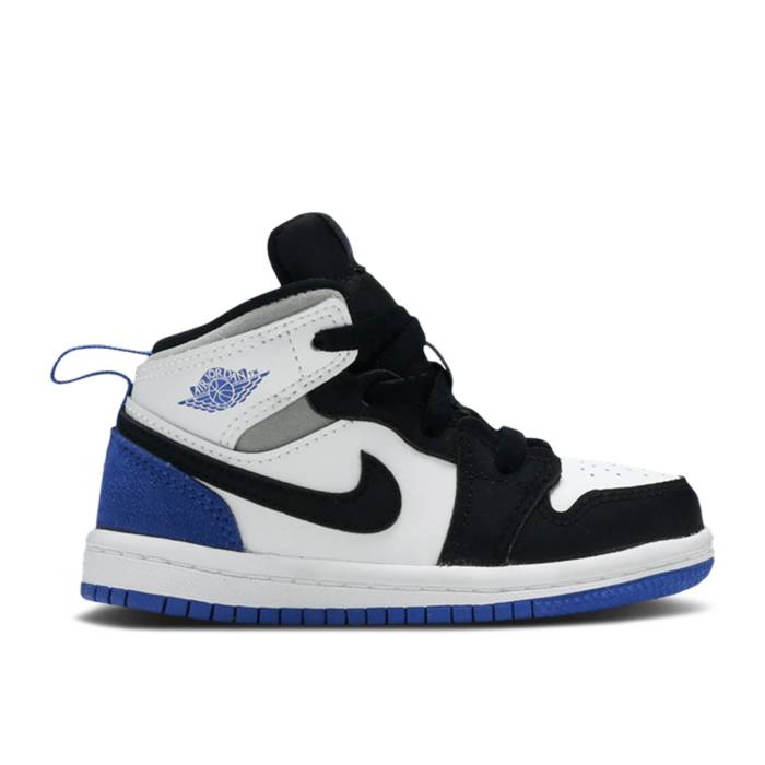 ナイキ エアジョーダン Air Jordan 【 Jordan 1 Mid Se Td \u0027Royal Black Toe\u0027 Infant White/Black/Light Solar Flare Heather/Hyper Royal 】 ミッド 黒いこと 黒いこと もの言う花 白いこと 白いこと 黒いこと 黒いこと heather ギョリュウモドキ