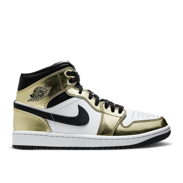 ナイキ　エアジョーダン Air Jordan 【 Jordan 1 Mid Se Ps 'Metallic Gold' Youth Metallic Gold/White/Black/Black 】 ミッド ジュニア キッズ ゴールド 白色 ホワイト 黒色 ブラック