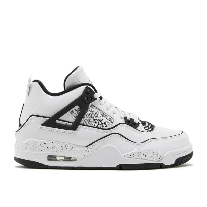 ナイキ エアジョーダン Air Jordan 【 Jordan 4 Retro Gs Diy Youth White/Black/Volt 】 レトロ ジュニア キッズ 白色 ホワイト 黒色 ブラック