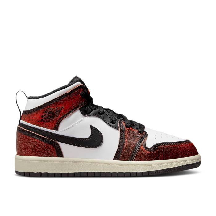 ナイキ エアジョーダン Air Jordan 【 Jordan 1 Mid Se Ps \u0027Wear-Away\u0027 Youth Black/White/Sail/Infrared 23 】 ミッド 御坊っちゃん キッズ 黒いこと 黒いこと 白いこと 白いこと