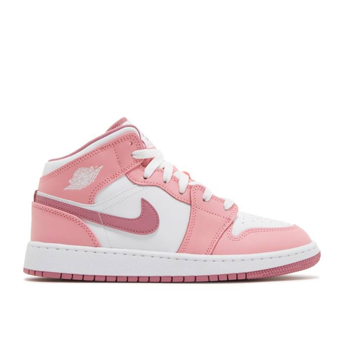 ナイキ エアジョーダン Air Jordan 【 Jordan 1 Mid ガウス \u0027Valentine\u0027s Day 2023\u0027 Youth Coral Chalk/Desert Berry/White 】 ミッド 御坊っちゃん キッズ 白いこと 白いこと