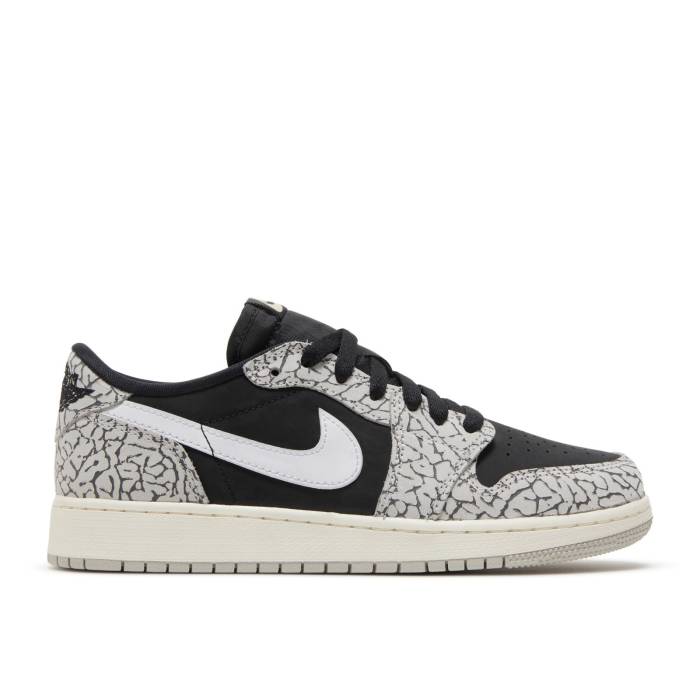 ナイキ エアジョーダン Air Jordan 【 Jordan 1 Retro Low Og Gs Black Cement Youth Black/Muslin/Tech Grey/White/Sail 】 レトロ ジュニア キッズ 黒色 ブラック テック 灰色 グレー 白色 ホワイト