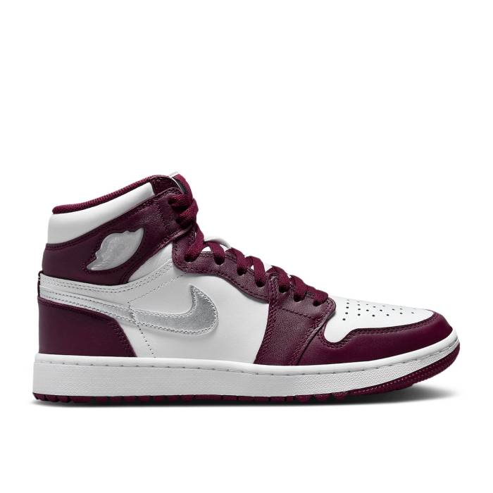 ナイキ エアジョーダン Air Jordan 【 Jordan 1 High Golf \u0027Bordeaux\u0027 Men Bordeaux/White/Metallic Silver 】 ご機嫌 golf ゴルフ メンズ 白いこと 白いこと Silver しろがね色・しろがね色