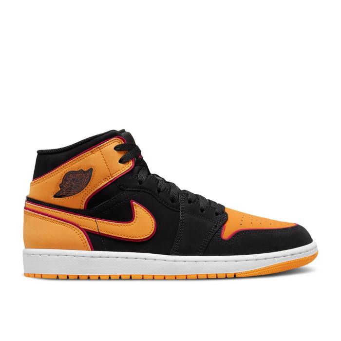 ナイキ エアジョーダン Air Jordan 【 Jordan 1 Mid Se 'Vivid Orange' Men Black/Vivid Orange/Cardinal Red/White 】 ミッド メンズ 黒色 ブラック orange 橙・オレンジ カーディナル Red 赤・レッド 白色 ホワイト|スニケス