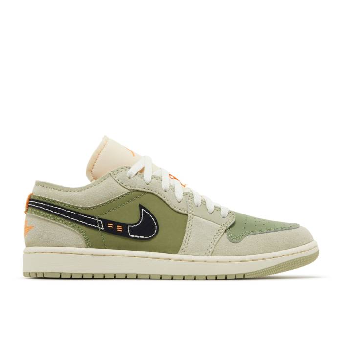 ナイキ エアジョーダン Air Jordan 【 Jordan 1 Low Se Craft \u0027Light Olive\u0027 Men Sky J Light Olive/Black/Celadon/Bright Mandarin/Coconut Milk/Pale Ivory 】 メンズ 天の原 olive オリーブ 黒いこと 黒いこと 象牙色
