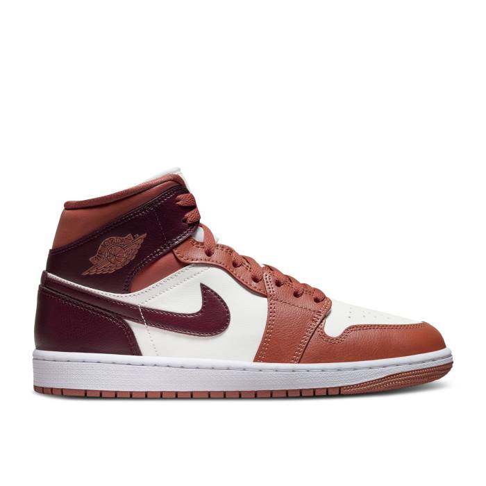 ナイキ エアジョーダン Air Jordan 【 Wmns Jordan 1 Mid \u0027Dusty Peach\u0027 Women Dusty Peach/Night Maroon/Sail/White 】 ミッド レディース ナイト爵 マルーン 白いこと 白いこと
