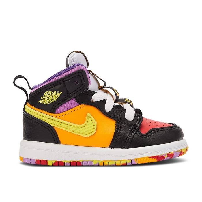 ナイキ エアジョーダン Air Jordan 【 Jordan 1 Mid Ss Td \u0027Championships\u0027 Infant Black/Opti Yellow/University Red/Light Ultramarine/Sundial/Baltic Blue 】 ミッド もの言う花 黒いこと 黒いこと yellow 黄味がかった・黄色 Red 赤・赤いこと