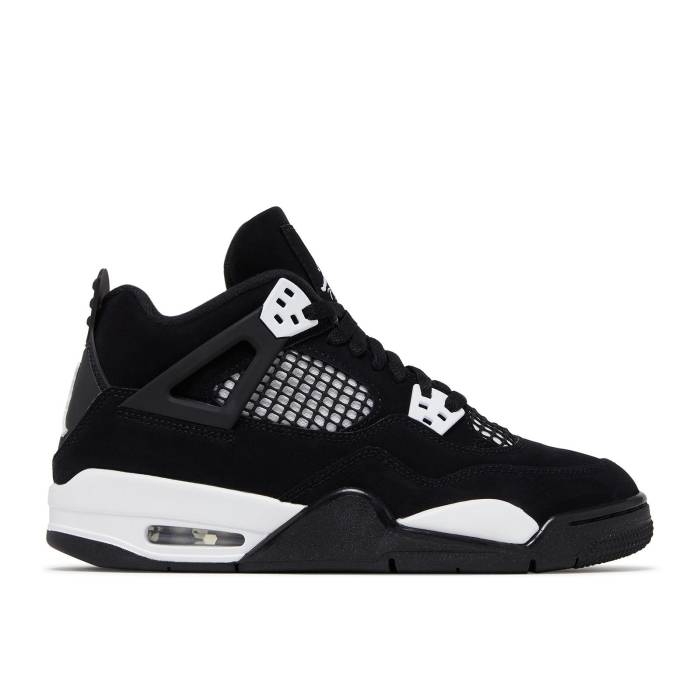 ナイキ エアジョーダン Air Jordan 【 Jordan 4 Retro ガウス \u0027White Thunder\u0027 Youth Black/White/Black 】 レトロ 御坊っちゃん キッズ 黒いこと 黒いこと 白いこと 白いこと キッズファッション-スニーカー-靴