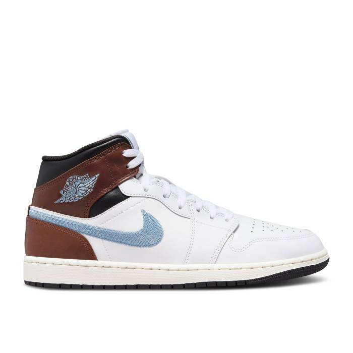ナイキ エアジョーダン Air Jordan 【 Jordan 1 Retro Mid Se \u0027Brown Blue Grey\u0027 Men White/Blue Grey/Black/Sail 】 レトロ ミッド 青味 青み メンズ 白いこと 白いこと 青味 青み 薄墨色 薄墨色 黒いこと 黒いこと