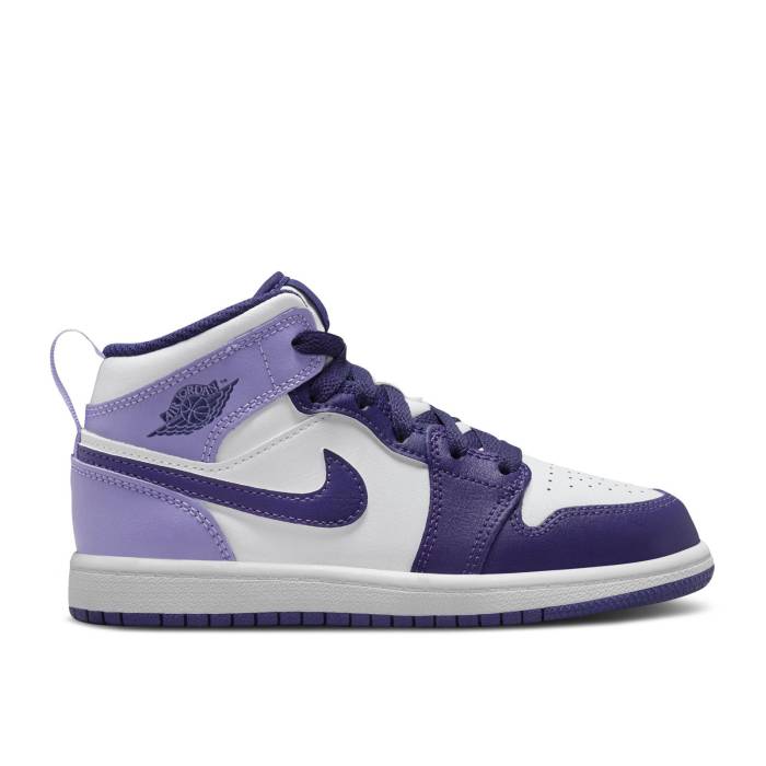 ナイキ　エアジョーダン Air Jordan 【 Jordan 1 Mid Ps 'Sky J Purple' Youth Sky J Purple/Sky J Purple/White/Sky J Light Purple 】 ミッド ジュニア キッズ スカイ Purple 紫・パープル 白色 ホワイト｜スニケス