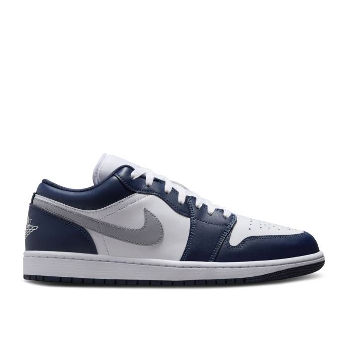 ナイキ　エアジョーダン Air Jordan 【 Jordan 1 Low 'Midnight Navy' Men White/Wolf Grey/Midnight Navy 】 メンズ 白色 ホワイト 灰色 グレー 紺色 ネイビー