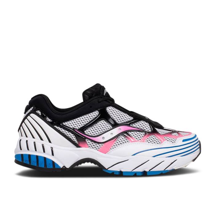サッカニー Saucony 【 Grid Web \u0027Pink Blue\u0027 Men White/Pink/Blue 】 メンズ 白いこと 白いこと pink サクラ色 青味 青み